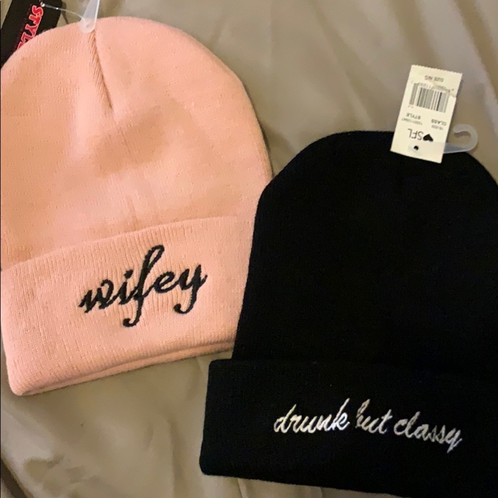 Cool funny beanies wifey drunk
